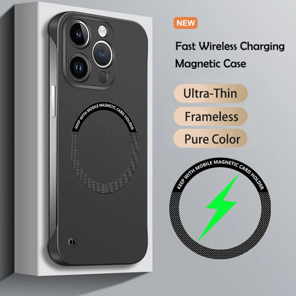 Luxury Ultra Slim Magnetic Frameless Solid Color Phone Case for Magsafe iPhone 13 12 Mini 11 Pro XR X XS Max Shockproof Cover