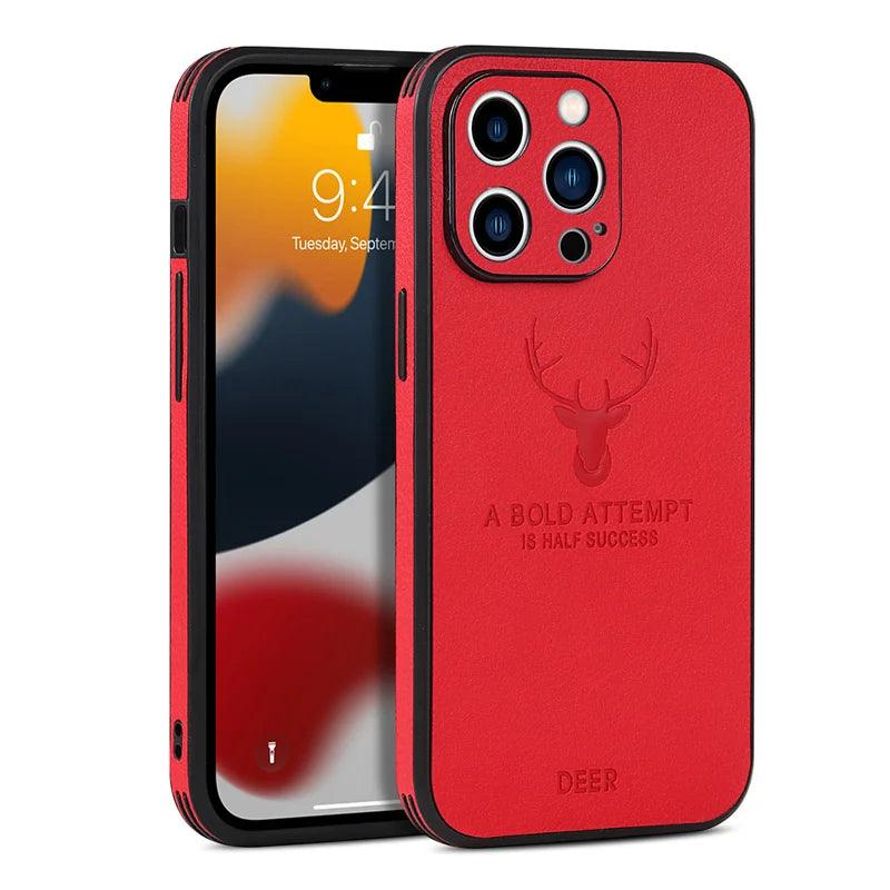 Leather Bumper iPhone Case with Deer Head Design