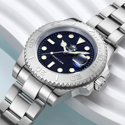 ADDIESIDVE Men's Stainless Steel Watch 200m Diver BGW9 Super Luminous Reloj Hombre European and American Business Quartz Watch