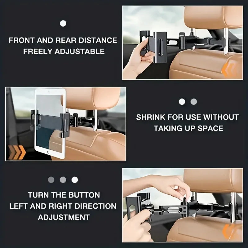Car Headrest Tablet Holder 360° Rotating Mount