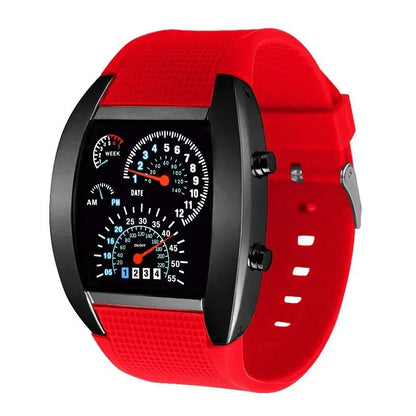 Racing dashboard electronic watch fashion sports aviation LED electronic watch men and women students personalised watch - Urbizia