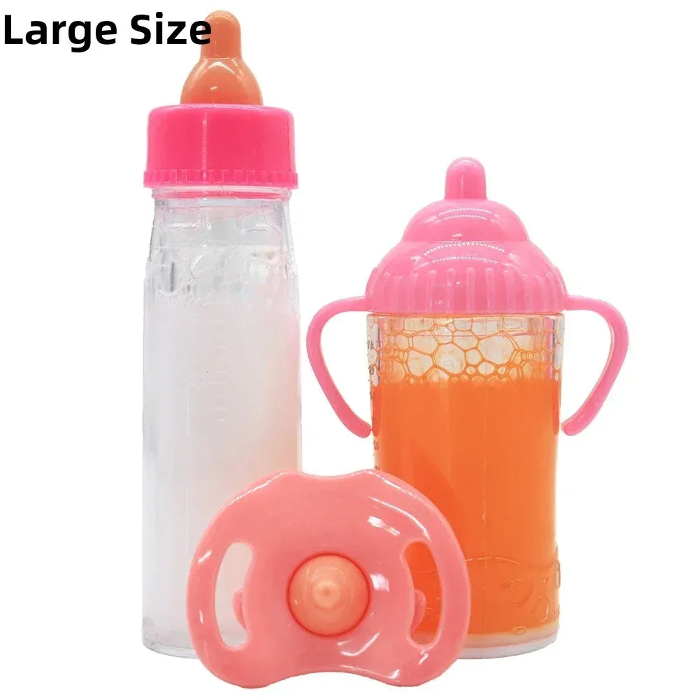 Large Baby Doll Feeding Bottle Set – 2 Bottles with Toy Pacifier - Urbizia