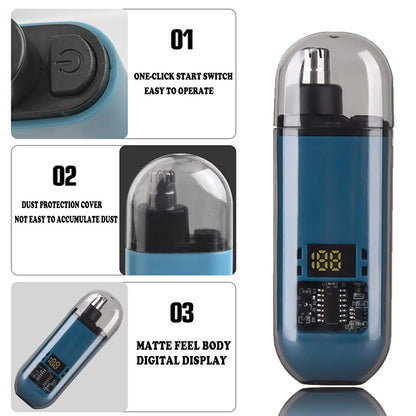 USB Rechargeable Nose and Ear Hair Trimmer for Men, Mini Portable Electric Clipper, Quick Charging, Low Noise, Compact, Washable