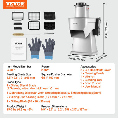 SucceBuy Electric Vegetable Slicer 4 in 1 Multifunctional Food Cutter Vegetable Chopper for Slicing Shredding Dicing Slitting