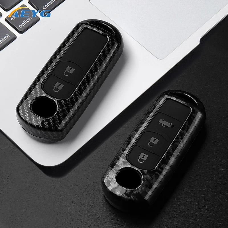 ABS Carbon Fiber Car Key Case Cover For Mazda 2 3 5 6 BL BM GJ Atenza Axela Demio CX-3 CX3 CX-5 CX5 CX7 CX-9 CX8 keychain
