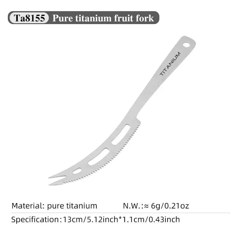 Tiartisan Outdoor Camping Pure Titanium Fruit Knife Forks Dessert Fork Reusable Lightweight Portable Multi-purpose Salsd Fork