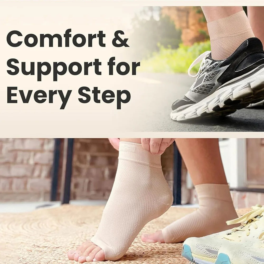 1Pcs Ankle Compression Sleeve,Plantar Fasciitis Braces,Open Toe Compression Socks for Swelling,Sprain,Neuropathy,Foot Arch Sup