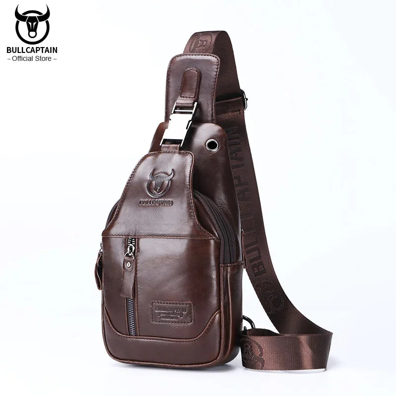 BULLCAPTAIN Genuine Leather Crossbody Chest Bag