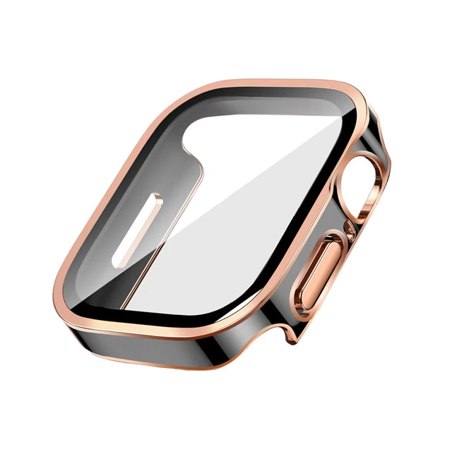 Glass+Case for Apple Watch 42 46mm 45mm 41 49 44mm 40 Mm Straight Edge Screen Protector Cover Case iWatch SE 6 7 8 9 10 11 Ultra