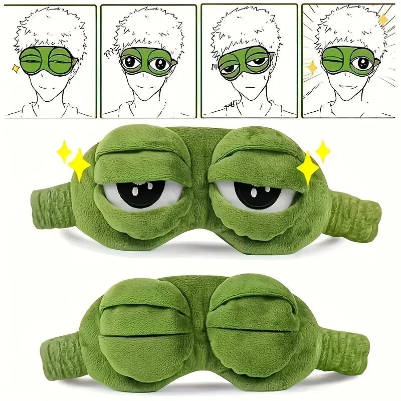 3D Frog Sleep Mask Natural Sleeping Eyeshade Women Men Creative Cartoon Soft Portable Blindfold Travel Office Eyepatch