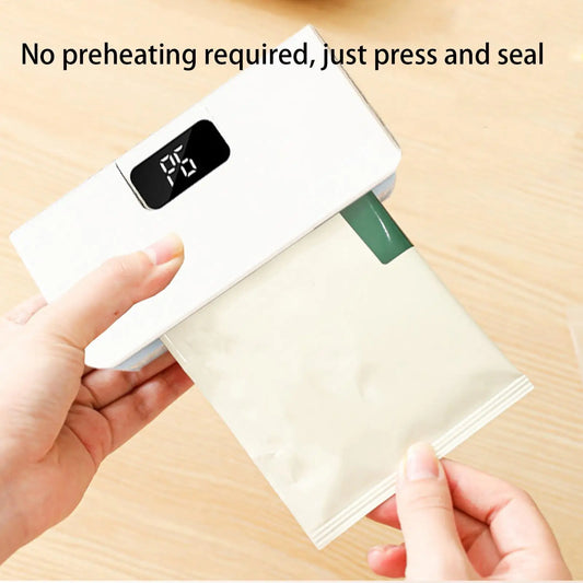 Rechargeable Bag Sealer Magnetic Chip Bag Sealer with Cutter Adjustable Temperature for Food Storage Snacks Sealing Machine