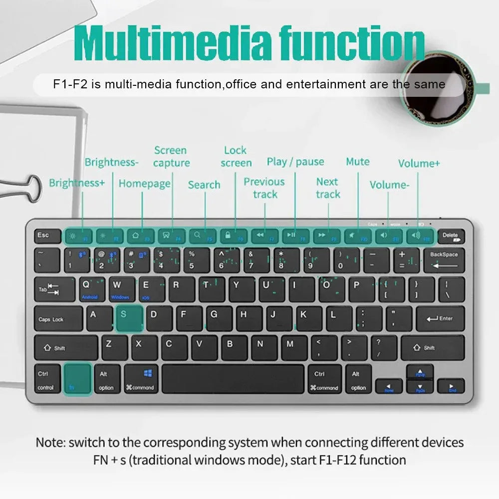 2.4G Wireless Keyboard Mouse Set Bluetooth 5.0 Keyboard Mouse Combo 2 modes Mini Keyboard Mouse For Laptop PC Accessories