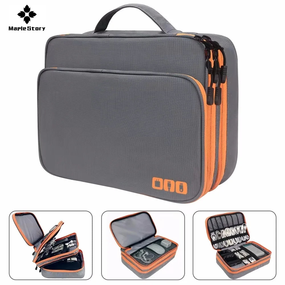 Multi-Layer Travel Cable & Electronics Organizer Bag