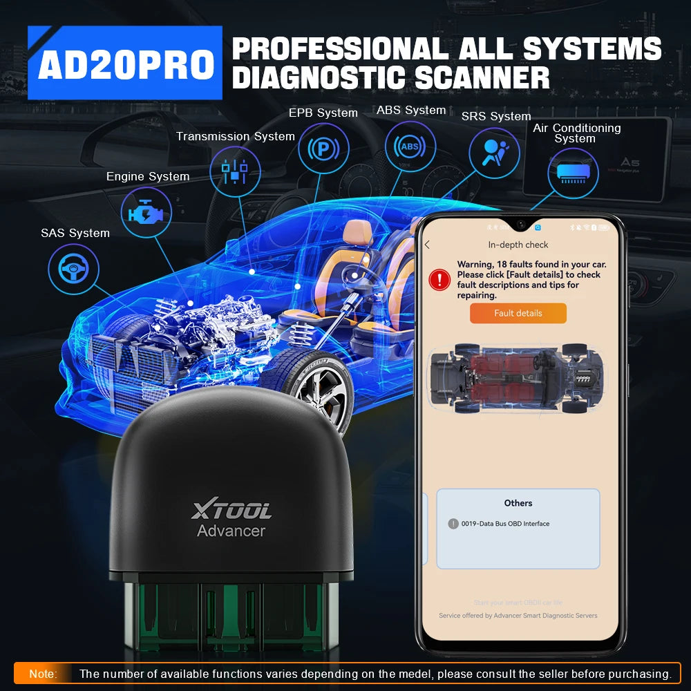 XTOOL AD20PRO OBD2 Scanner Check Engine Light IOS & Android Car Diagnostic Tool Battery Test Code Reader Lifetime Free Update