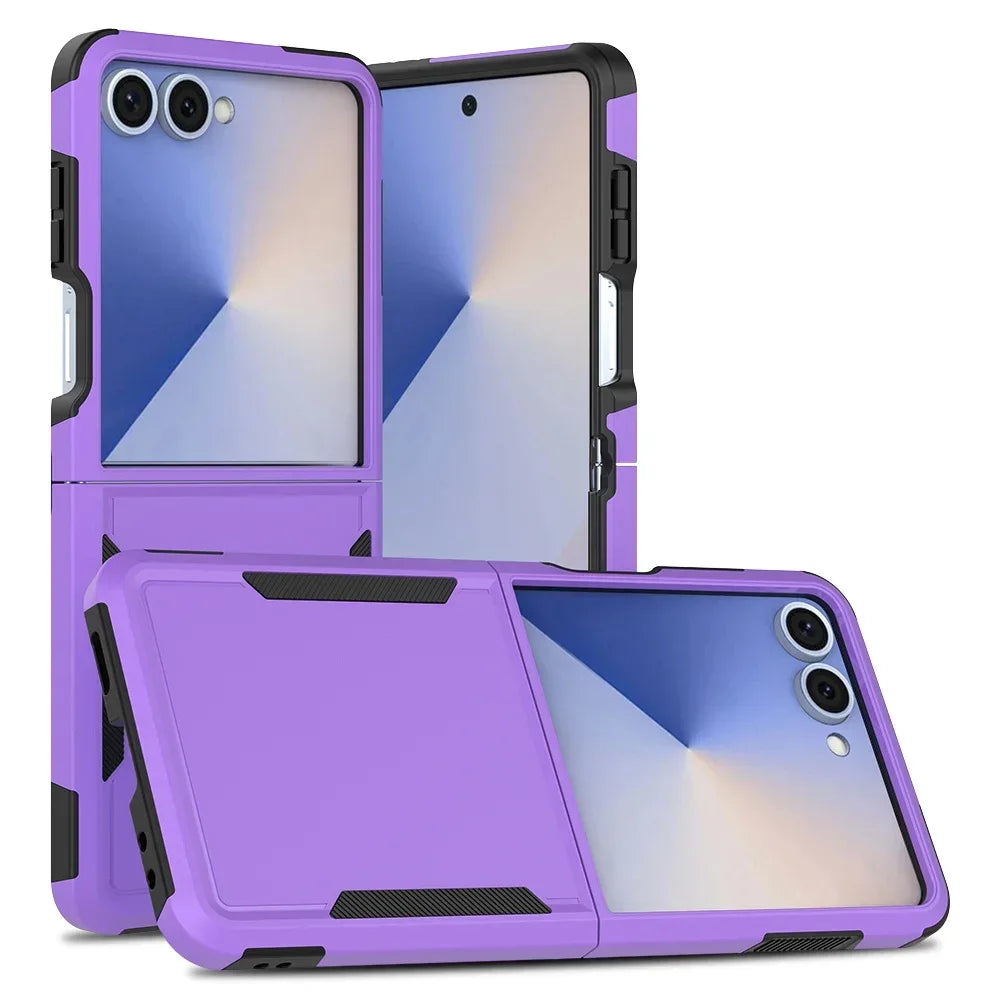 Luxury Military Shockproof Armour Phone Case for Samsung Galaxy Z Flip 7 6 5 zflip 4 5G Double Bumper Hybrid Protective Cover