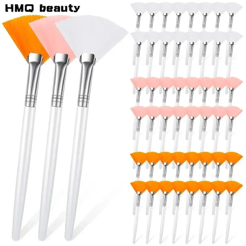 3/6/12pcs Practical Facial Brushes Fan Shape Brush Flat Head Face Mask Applicator Soft Portable Mask Brushes Cosmetic Tools - Urbizia