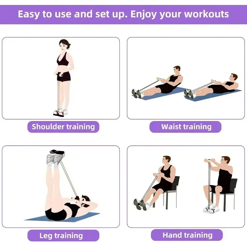 4-Level Resistance Band Tensioner with Non-Slip Handles - Home Fitness Equipment for Abdominal Muscle Training Yoga Abdominal - Urbizia