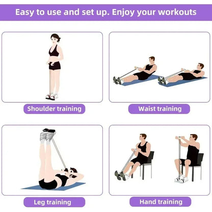 4-Level Resistance Band Tensioner with Non-Slip Handles - Home Fitness Equipment for Abdominal Muscle Training Yoga Abdominal - Urbizia