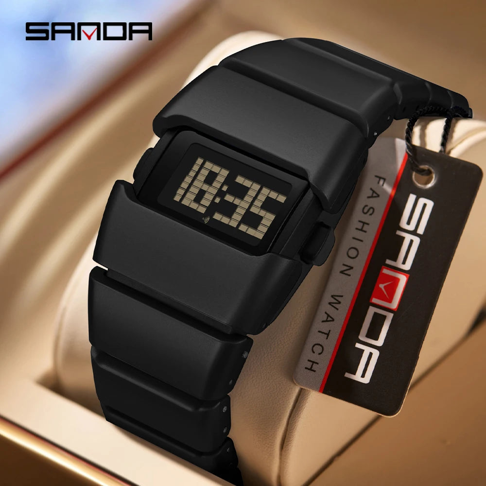 Sanda 9504 Y2k Retro Electronic Watch 5atm Waterproof Night Light Display Snooze Alarm Clock Stopwatch Men's And Women's Watches