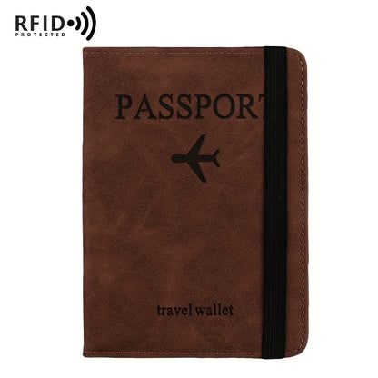 Retro PU Travel Passport Holder, RFID Blocking  Multi-Function Wallet, Passport Covers with Slots for Cards and Personal Items