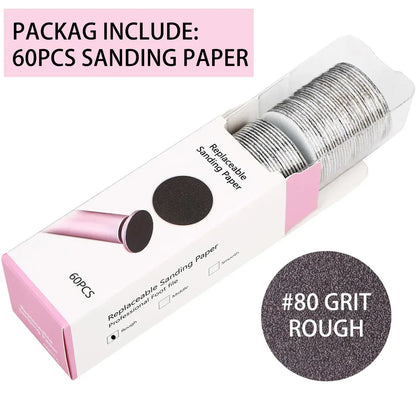 43mm 60pcs/Box Foot Dead Skin Sandpaper For Electric Nail File Cuticle Callus Replaceable Sanding Paper Professional Pedicure