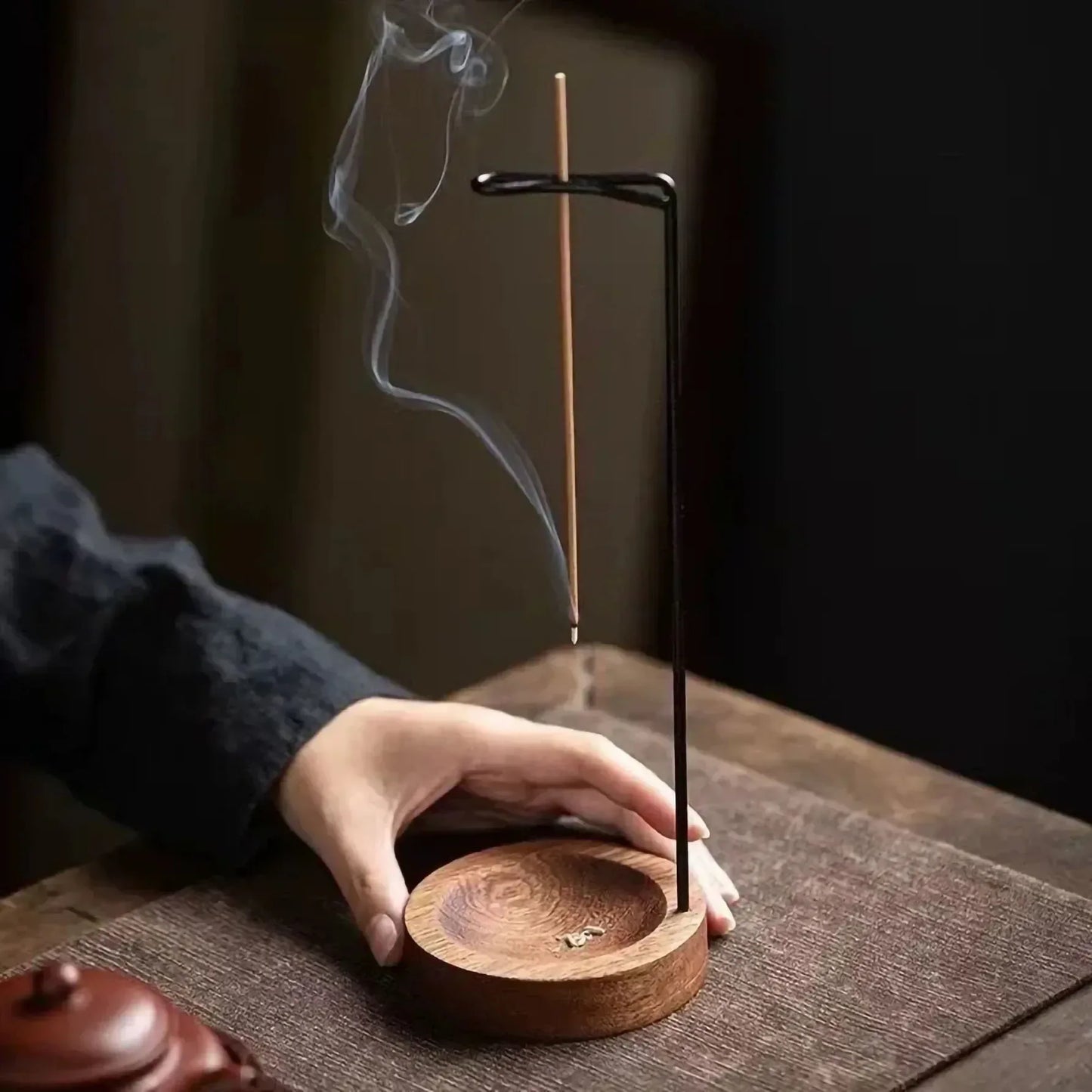 Insence Burner Upside Down Incense Burner Incense Stick Holder Wooden Round Incense Tray Ornament Bedroom Home Yoga Decoration - Urbizia