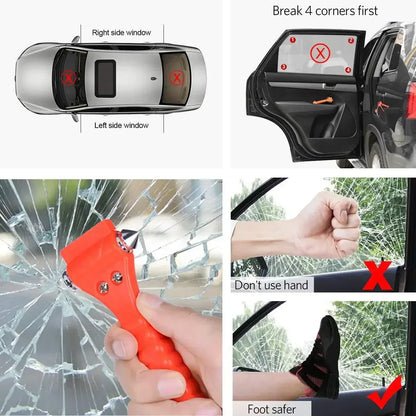 ISGTDRM Safety Hammer Camping Driving Car Seat Belt Cutter 2-in-1 Emergency Break Window Glass Punch Survival Life Rescue Tools - Urbizia