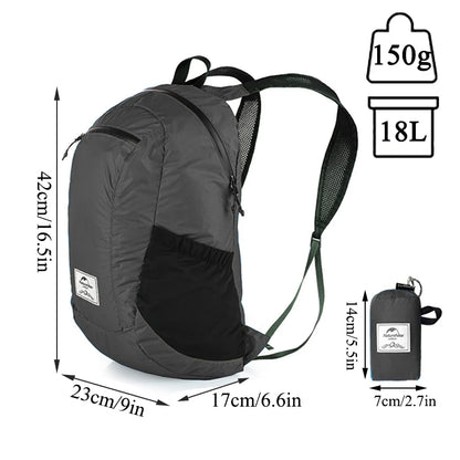 Naturehike 18L Camping Backpack Portable Ultralight Waterproof Nylon Bags Man Outdoor Foldable Sports Travel Hiking Backpack