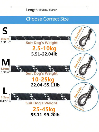 1pc New Color Pet Leash, Reflective Nylon Dog Leash, Explosion Proof Walking Rope, Foam Handle No Choking, Round Rope, Pink
