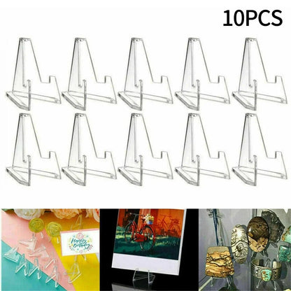 Acrylic Display Holder Transparent Triangle Commemorative Coin Small Photo fram Card Holder Rack Phone Stand Home Decor