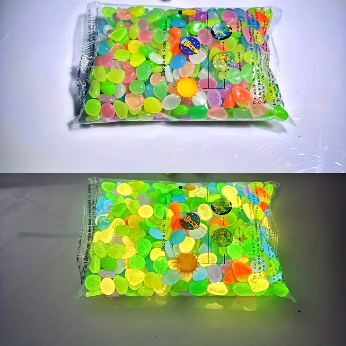 100pcs Glow In The Dark Pebbles, Resin Luminous Stones For Landscape, Garden Paths, Potted Plants, Parks, Aquarium Decor, - Urbizia