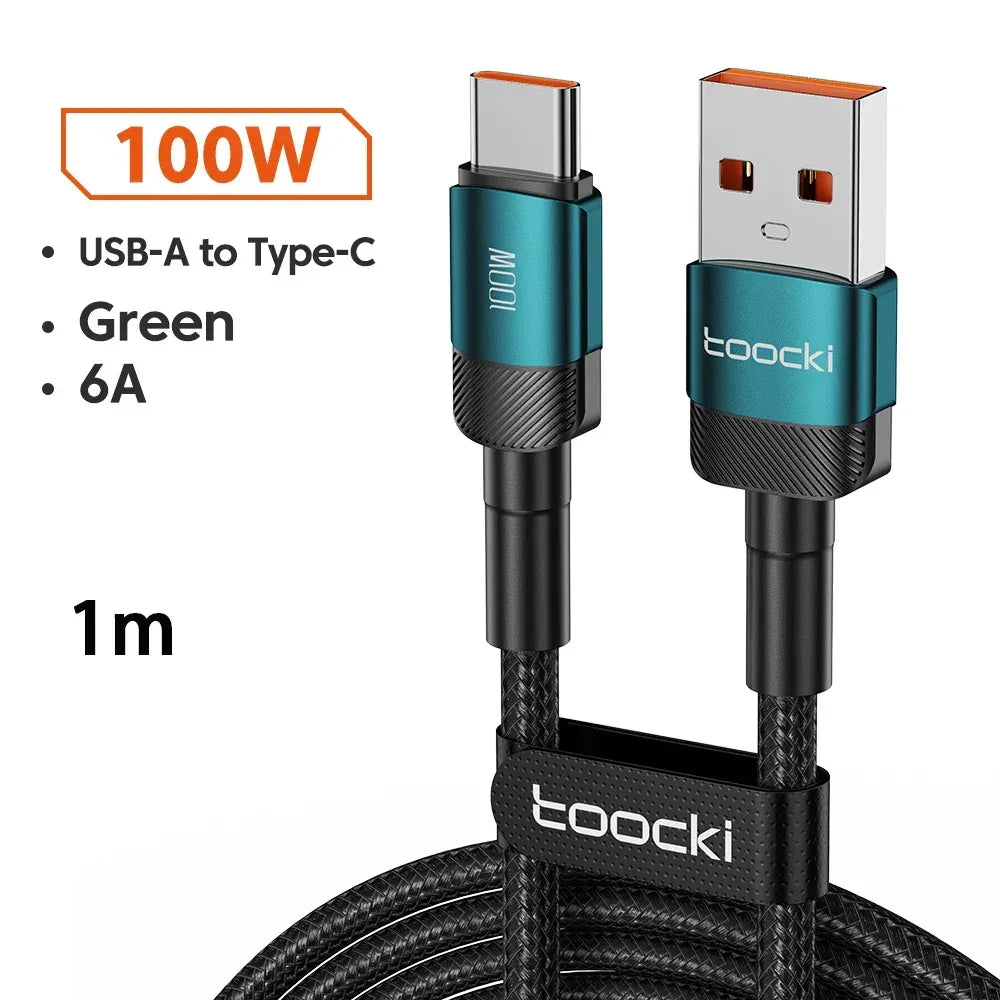 Toocki 6A USB To Type C Cable for Huawei Xiaomi PD 100W Fast Charging Charger USB C Data Cord Quick Charge for Samsung Oneplus - Urbizia