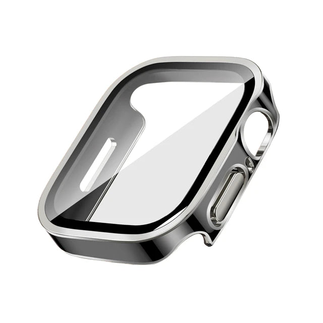 Glass+Case for Apple Watch 42 46mm 45mm 41 49 44mm 40 Mm Straight Edge Screen Protector Cover Case iWatch SE 6 7 8 9 10 11 Ultra