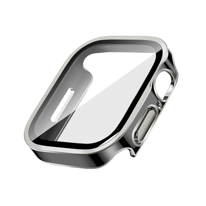 Glass+Case for Apple Watch 42 46mm 45mm 41 49 44mm 40 Mm Straight Edge Screen Protector Cover Case iWatch SE 6 7 8 9 10 11 Ultra