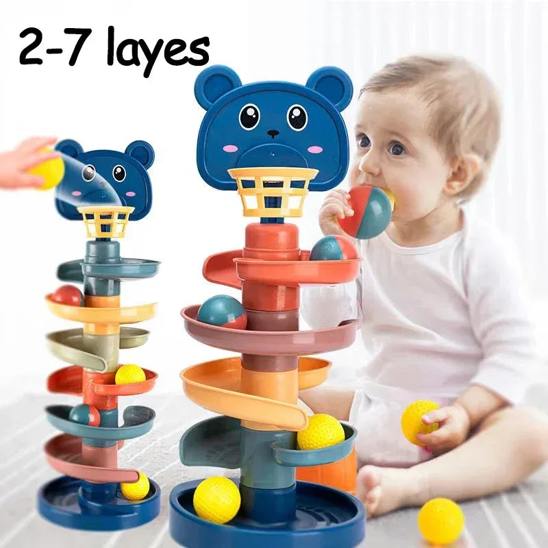 Montessori Sensory Toy – Track Rolling & Push Pop Ball Game - Urbizia