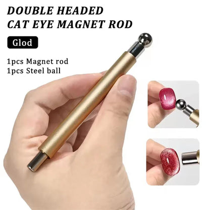 Cat Eye Magnetic Ball With Nail Magnetic Stick Tool Set Double-head Strong Magnet Pen 3D Cat Eye Gel Polish Nail Supplies
