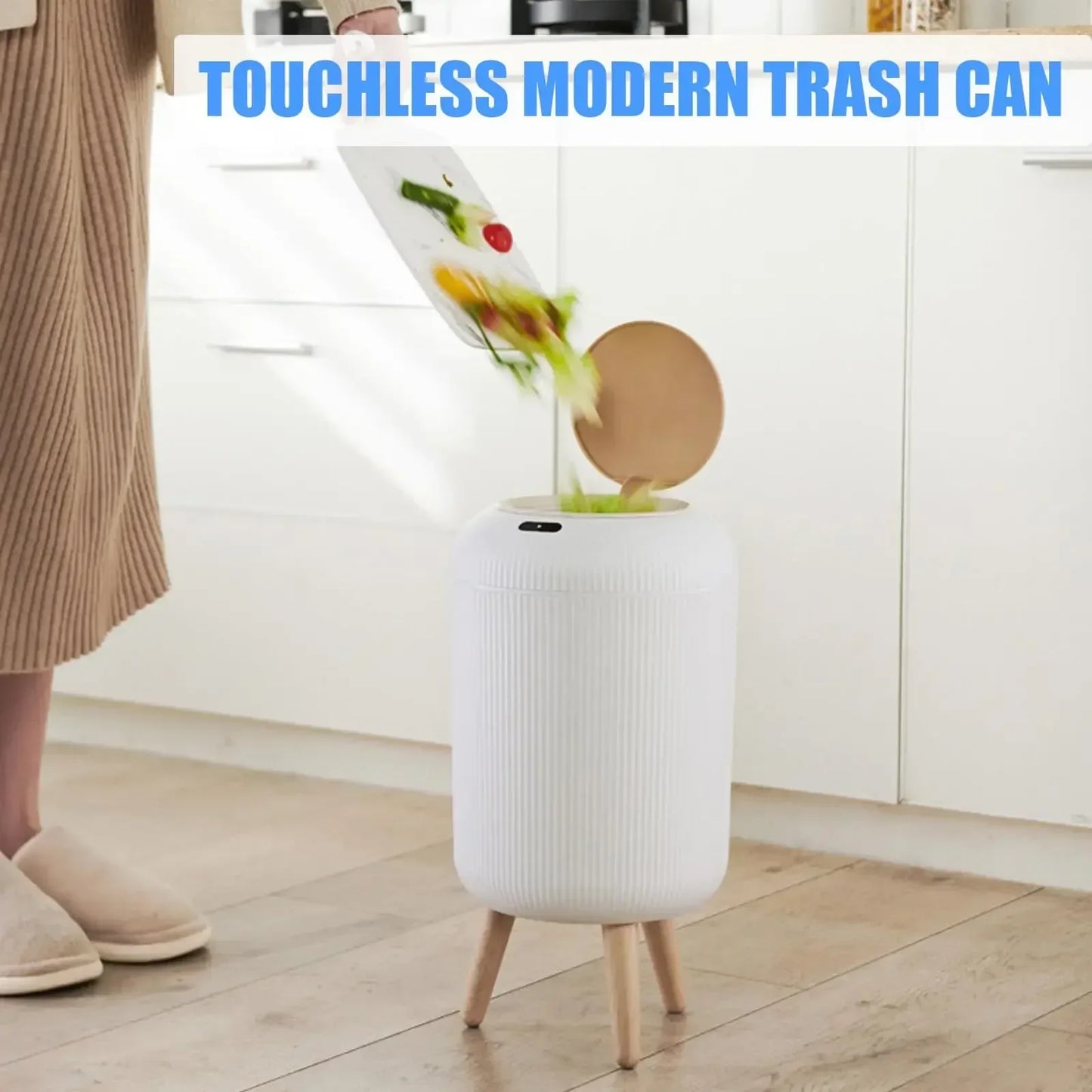 Automatic Trash Can with Lid, Small Plastic Smart Trash Can, Motion Sensor Trash Can for Bedroom, Bathroom, Kitchen, Office - Urbizia
