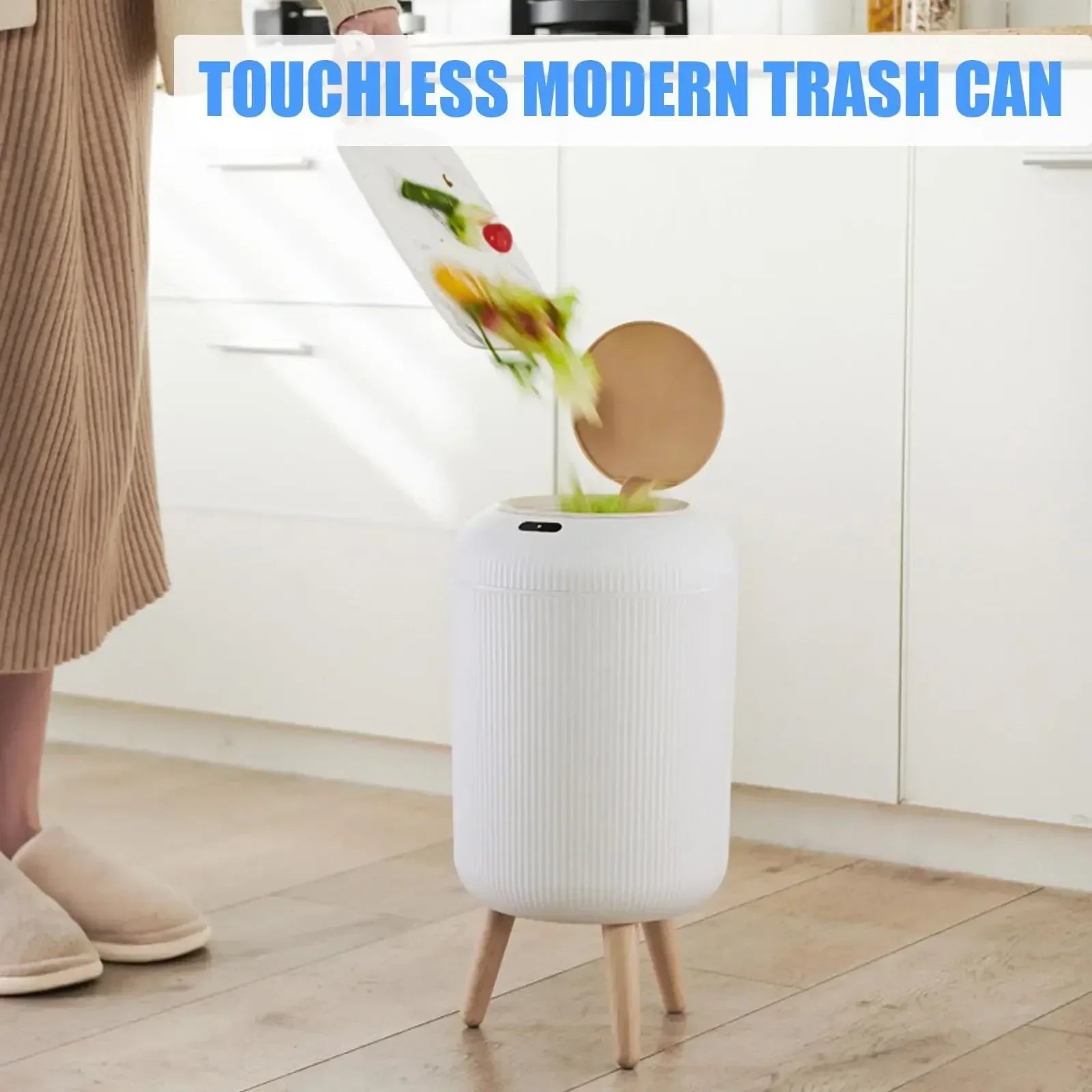 Automatic Trash Can with Lid, Small Plastic Smart Trash Can, Motion Sensor Trash Can for Bedroom, Bathroom, Kitchen, Office - Urbizia