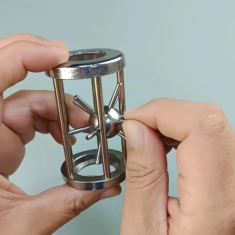 Stainless Steel Cage Challenge Puzzle Toy for Focus & Logic