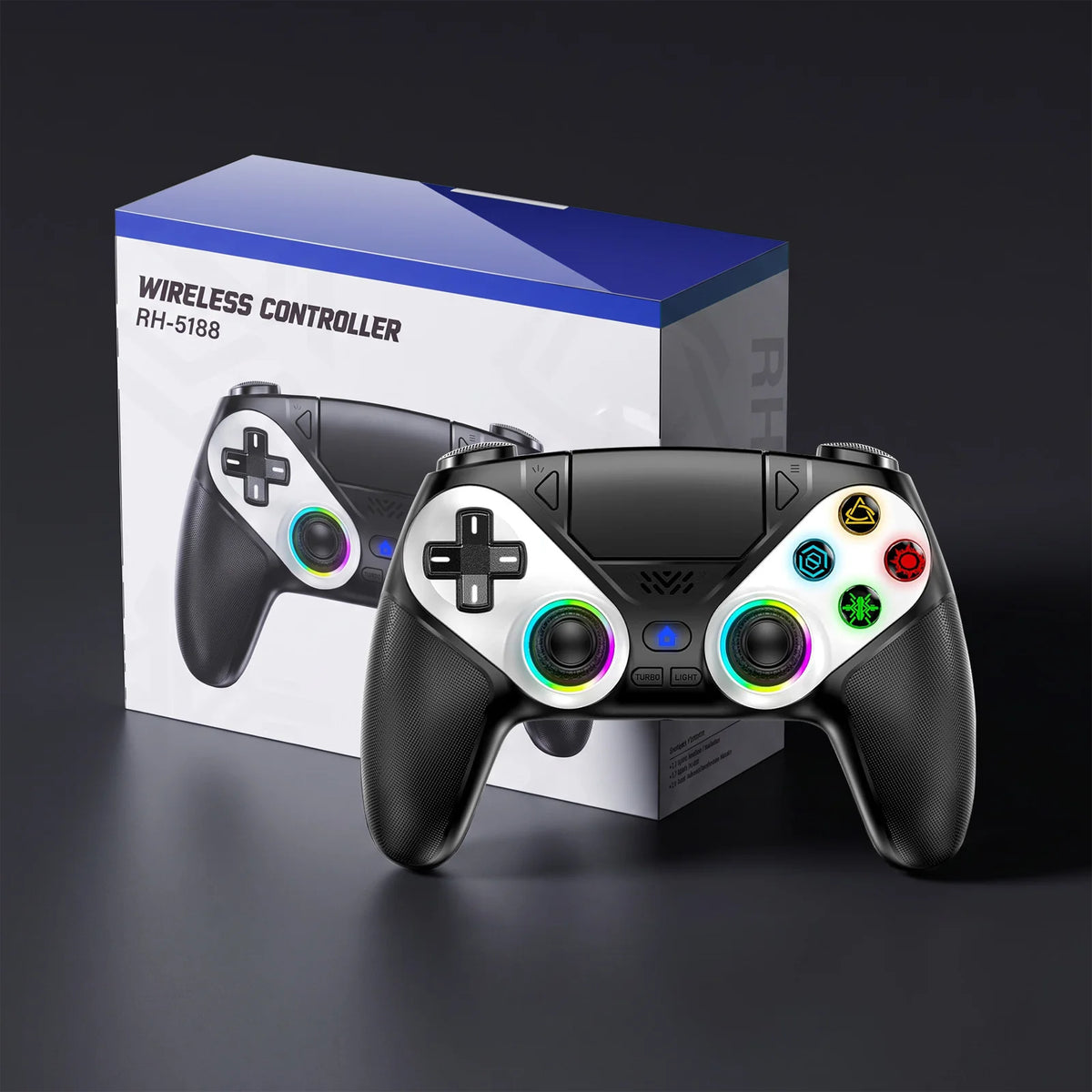 Controller For Playstation 5 PS5/PS5 Pro/Slim/PC,RGB Wireless Gamepad W/Hall Effect Trigger Marco/Turbo Anti-Drift Game Joystick