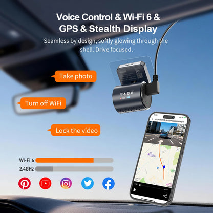 KAWA 4K Front Dash cam MINI 7 Pro,WiFi Car Camera with APP/Voice Control/WIFI6/GPS, AUTO Video Recorder,Dashcam,HDR,Dash camera