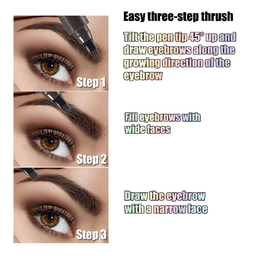 Waterproof Microblading Eyebrow Pen – 4 Split Head, 5 Colors