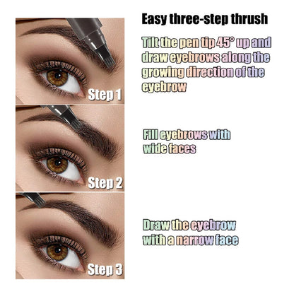 Waterproof Microblading Eyebrow Pen – 4 Split Head, 5 Colors