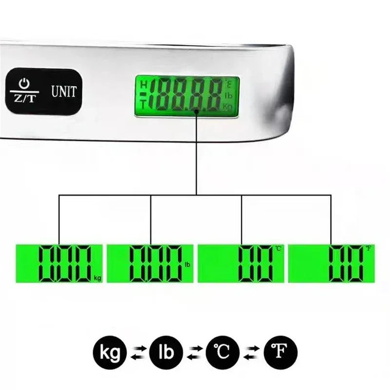 Portable Digital Luggage Scale – 50kg / 110lb LCD Hanging Scale - Urbizia