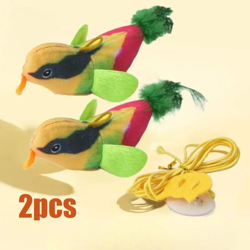 Indoor Interactive Birds Toy for Cat Chasing Teasing Toy Sounding Catnip Cat Teaser Toy Self-hilarity Wall Hanging Birds Cat Toy - Urbizia