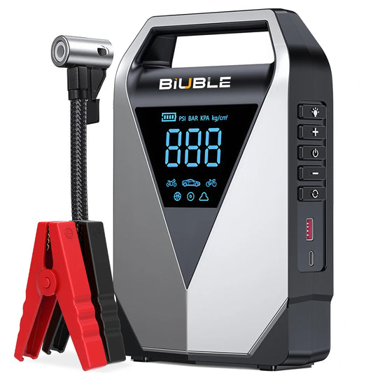 1500A Peak Car Battery Starter Kit, Featuring a 150 PSI Air Compressor, Jump Cable Box, Portable Starter for 12L of Gasoline/10.0L of Diesel Engines, LCD Display, 3-Mode LED Flashlight, Fast Charging USB-C, Lithium Polymer Ba