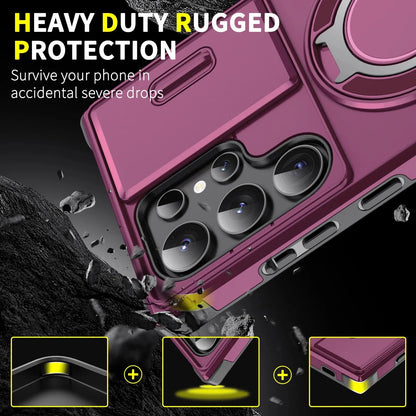 Armor Case for Samsung Galaxy S26 S25 S24 S23 Ultra Plus S25FE S24FE Magnetic Holder Slide Camera Protect Shockproof Back Cover