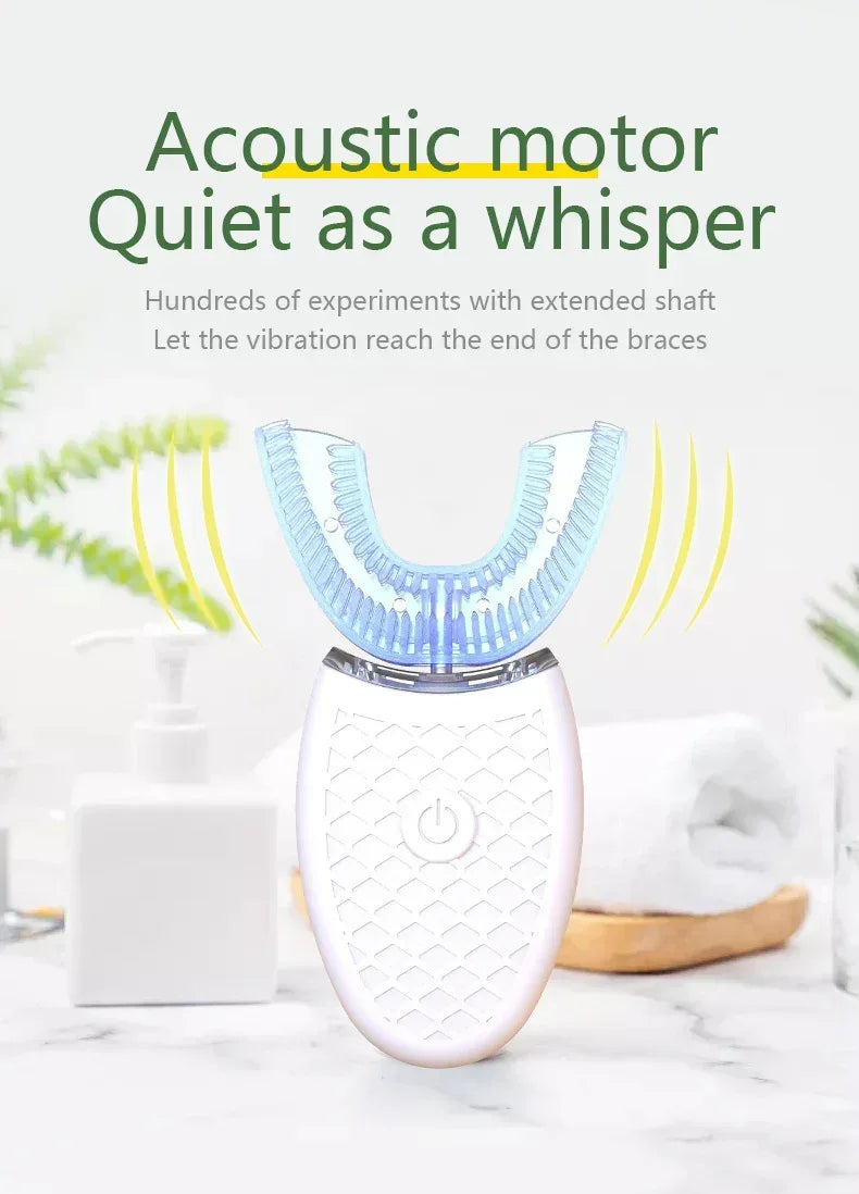 Intelligent U-Type Toothbrush 360 Degrees Sonic Electric Automatic with USB Charge Waterproof Silicon Head for Oral Care - Urbizia