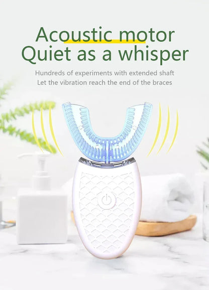 Intelligent U-Type Toothbrush 360 Degrees Sonic Electric Automatic with USB Charge Waterproof Silicon Head for Oral Care - Urbizia