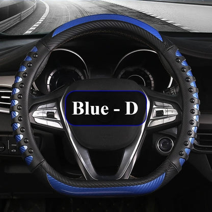 Carbon Fiber Leather Auto Steering Wheel Cover Universal Non Slip Steering Wheel Covers Car Accessories Interior Steering Covers